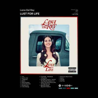 Lana Del Rey Lust For Life Tracklist Album Throw Pillow Official Lana Del Rey Merch